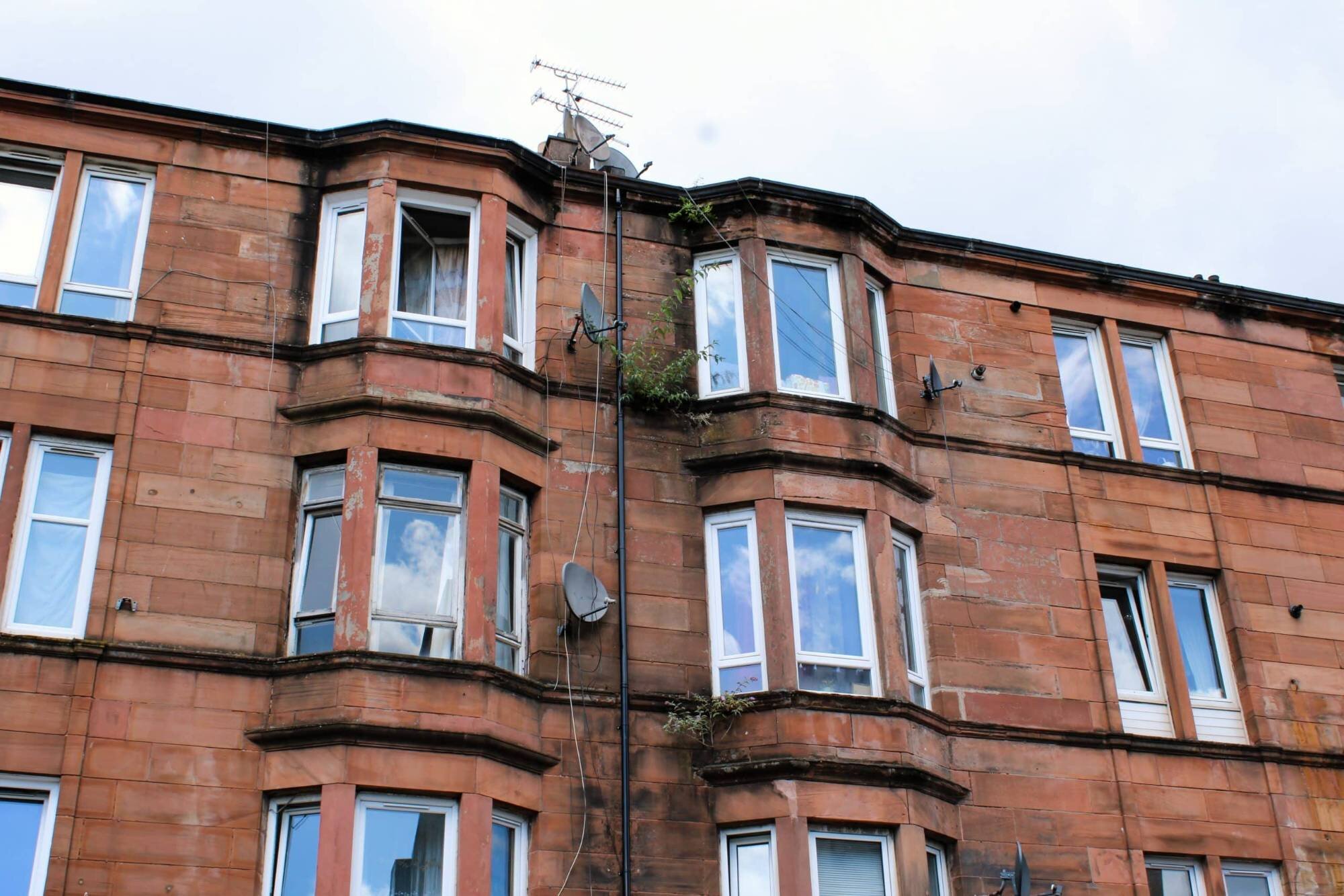Red sandstone tenement building in Scotland
